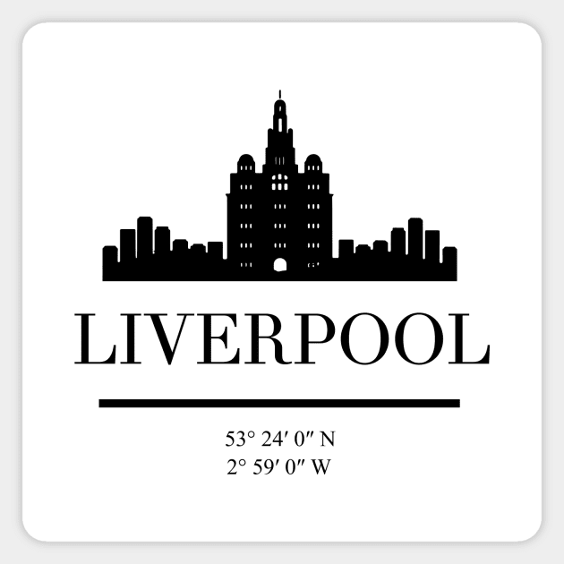 LIVERPOOL ENGLAND BLACK SILHOUETTE SKYLINE ART Sticker by deificusArt